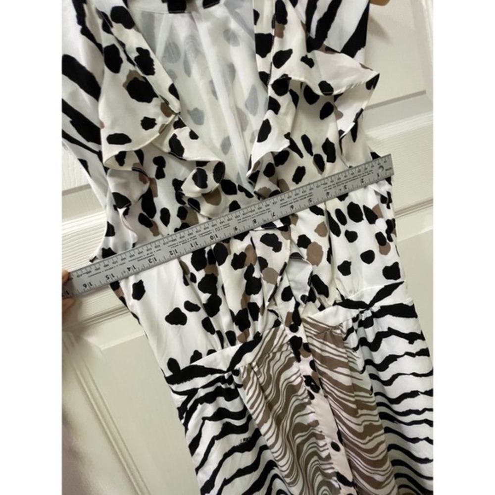 Bebe Ruffle Front Animal Print‎ Dress Size Small Zebra Leopard Mixed Print - Picture 9 of 17